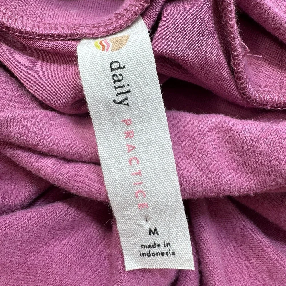 Anthropologie‎ Daily Practice Ruched Cowl Neck Cozy Midi Dress Pink sz M - Picture 3 of 13